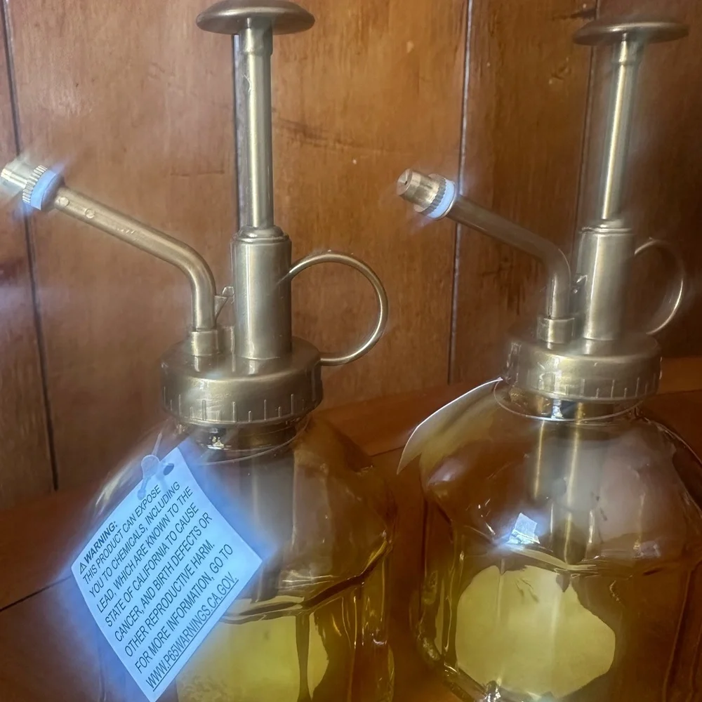 Gold and Clear Glass Plant Misters lot of 2